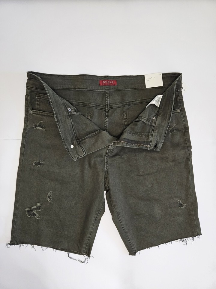 Men's Guess Olive Green Distressed Shorts Waist 36NEW eBay
