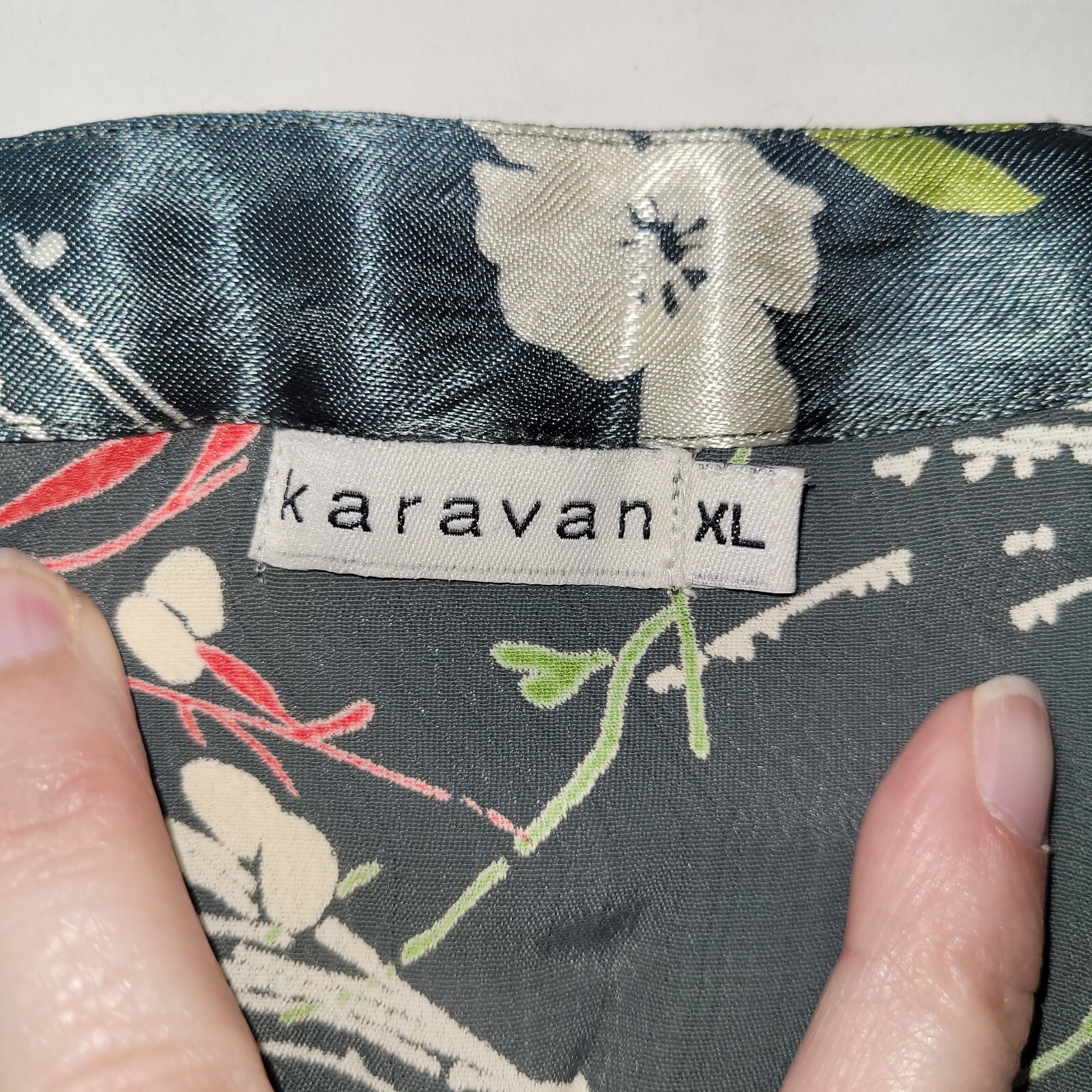 Karavan Skirt Women XL Green Floral Print Rayon A-Line Knee Length Office Casual
