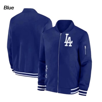LA Dave Roberts LA Dodgers Blue Jacket Blue Fleece Bomber Style Varsity Jacket