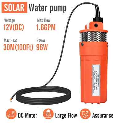 ECO-WORTHY 12V DC Submersible Well Water Pump with 10ft Cable, Water Flow 1.6...