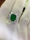 3Ct Emerald Cut Lab-Created Green Emerald Halo Brooch Pin 14K White Gold Plated