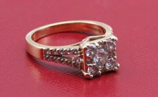 Diamond Halo Ring 14kt Gold Size 6.75 Engagement or Cocktail Fiery Sparkle!