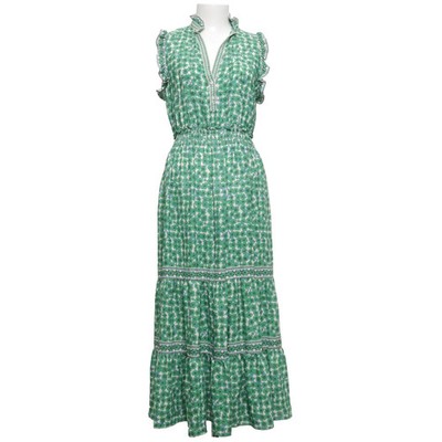 Max Studio, Maxikleid, Größe: S, Grün/Weiß/Blau, Polyester, Blumen, Damen #yBC