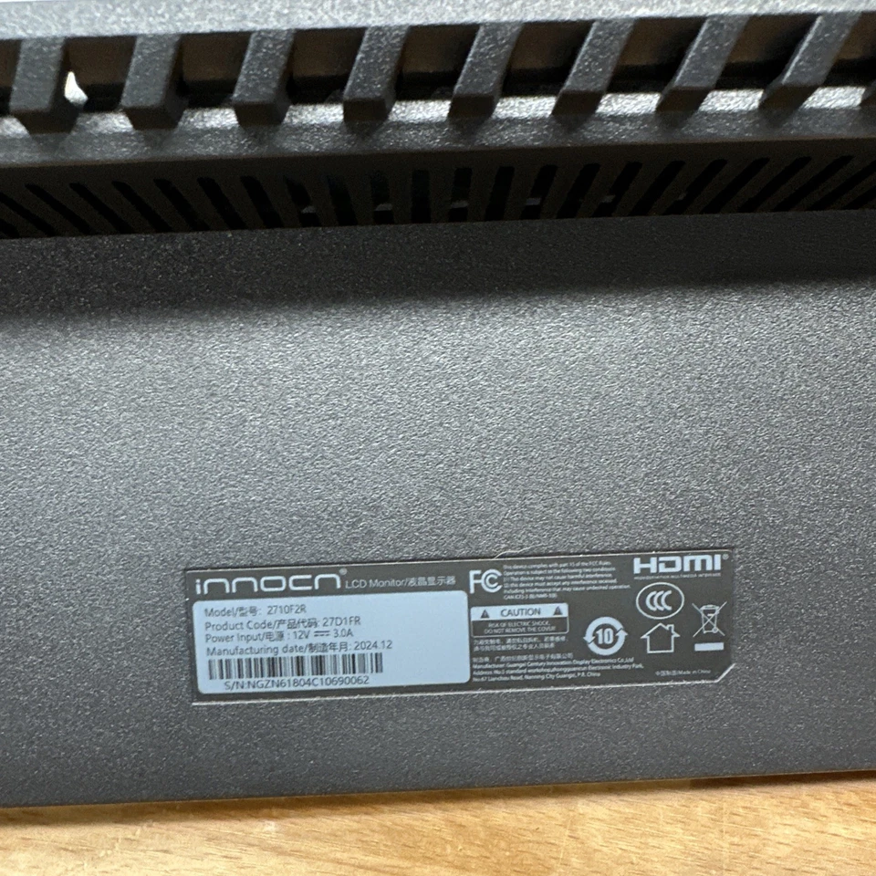 INNOCN 2710F2R 24" Full HD UltraThin Gaming Monitor 1080P 75Hz READ - Image 3 of 4