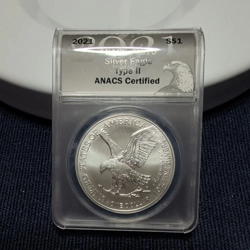 2021 American Silver Eagle ANACS MS70 0.999 Fine Silver $1 Type 2