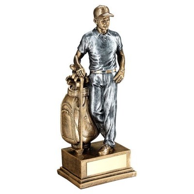 R4US Golf Bronze/Zinn Männchen und Tasche Trophäe Auszeichnung - 8 Zoll kostenlose Gravur