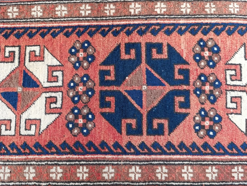 Vintage Handwoven Tribal Runner Rug, Wool, Moroccan-Inspired Design (2x9.7 ft) - Image 2 of 4