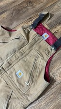 Vintage Carhartt Brown Quilted Lined Overalls R38 BRN Fade Distressed Mens 36x34