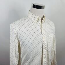 J Crew Large Slim Fit Stretch Cotton Secret Wash Shirt Ivory Diamond Dot Print