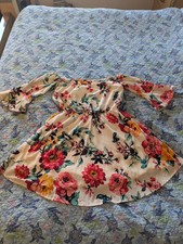 Windsor Dress Women Size Medium Cream off Shoulder Floral Red Boho Girly Lined 