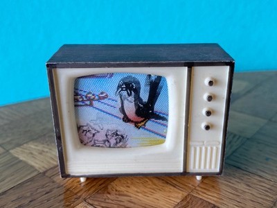 Fernseher Modella 1966 Wackelbild Vogel  Puppenhaus Puppenstube 1:12 tv
