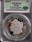 2023-S $1 Morgan Silver Dollar CAC PR 70DCAM Proof First Day Of Issue FDOI (666