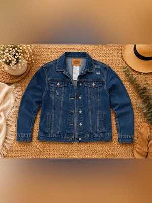 Levi s Kids Denim Trucker Jacket L 12 13Y Distressed Jean Jacket