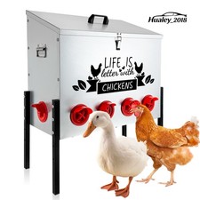 Extra-Large Galvanized Metal Feeder, 95lb Poultry Feeder with 10 No-Waste Ports