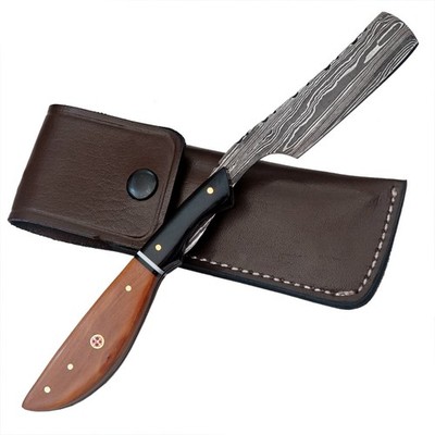 CUSTOM HANDMADE DAMASCUS RAZOR FOR MEN SHAVING WITH PREMIMUM LEATHER SHEATH R2