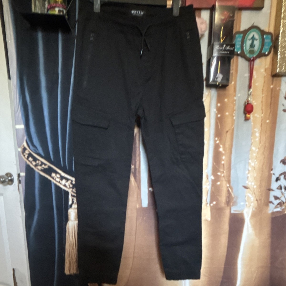 WXYZ Los Angeles Men's Black Cargo Pants S Activewear Drawstring