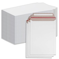 100 Pack 9x12 Inch White Rigid Mailers SelfSeal Stay Flat Cardboard Envelope