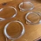 Lot of 4 VTG Pyrex Clear Glass Replacement Casserole Lids 475-C, 474-C, 2x 470-C
