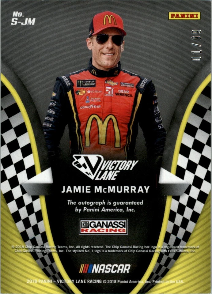 2018 Panini Victory Lane Signatures Gold #36 Jamie McMurray Auto /99 - Racing - Image 2 of 2