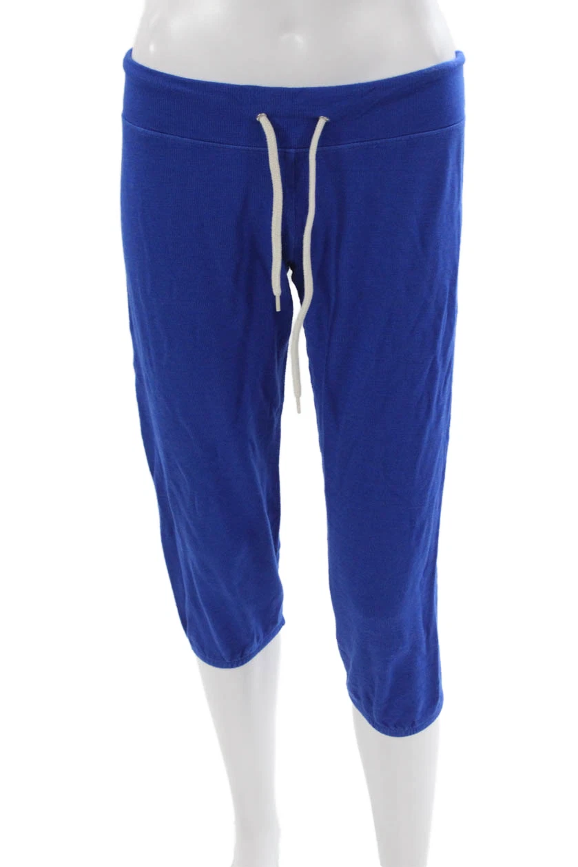 Monrow Womens Capri Pants Blue Drawstring Polyester Size XS