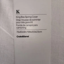 CRATE AND BARREL King Box-Spring Cover White cotton linen New