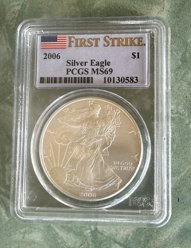 2006 AMERICAN SILVER EAGLE COIN ($1) - PCGS MS69 FIRST STRIKE