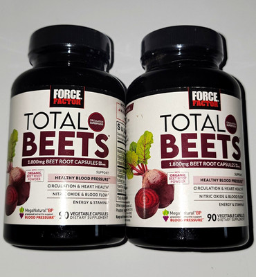 (2) Force Factor Total Beets Beet Root Capsules 1800mg 90 Ct BP Support Ex 04/29