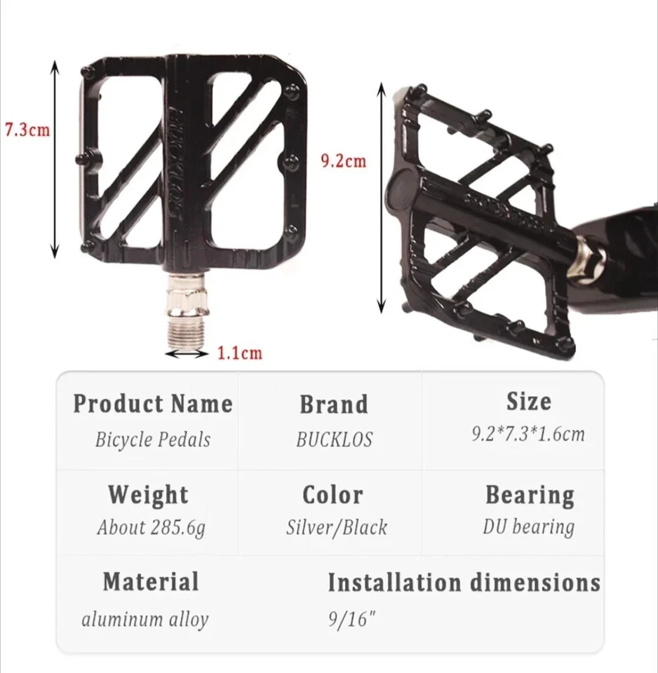 BUCKLOS | Cojinete de bicicleta de carretera MTB Nylon plano de pedales 9/16” - ROJO Foto 4 de 4