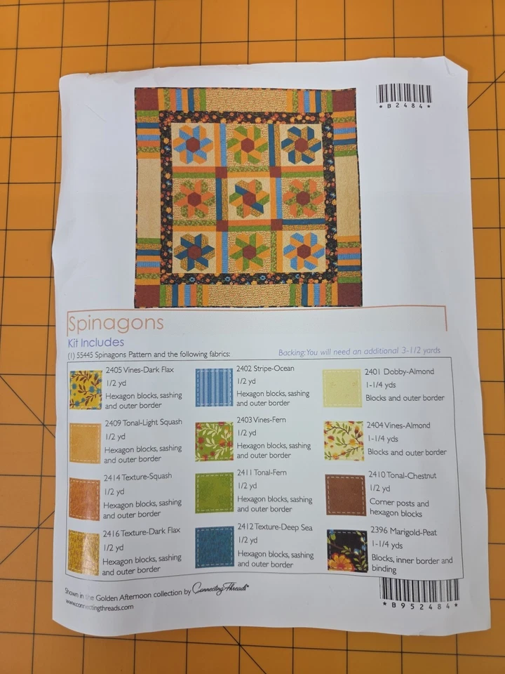 Bloom Creek Spinagon full Kit With Fabric Cuts. 57" X 57" Quilt Kit - Image 4 of 4