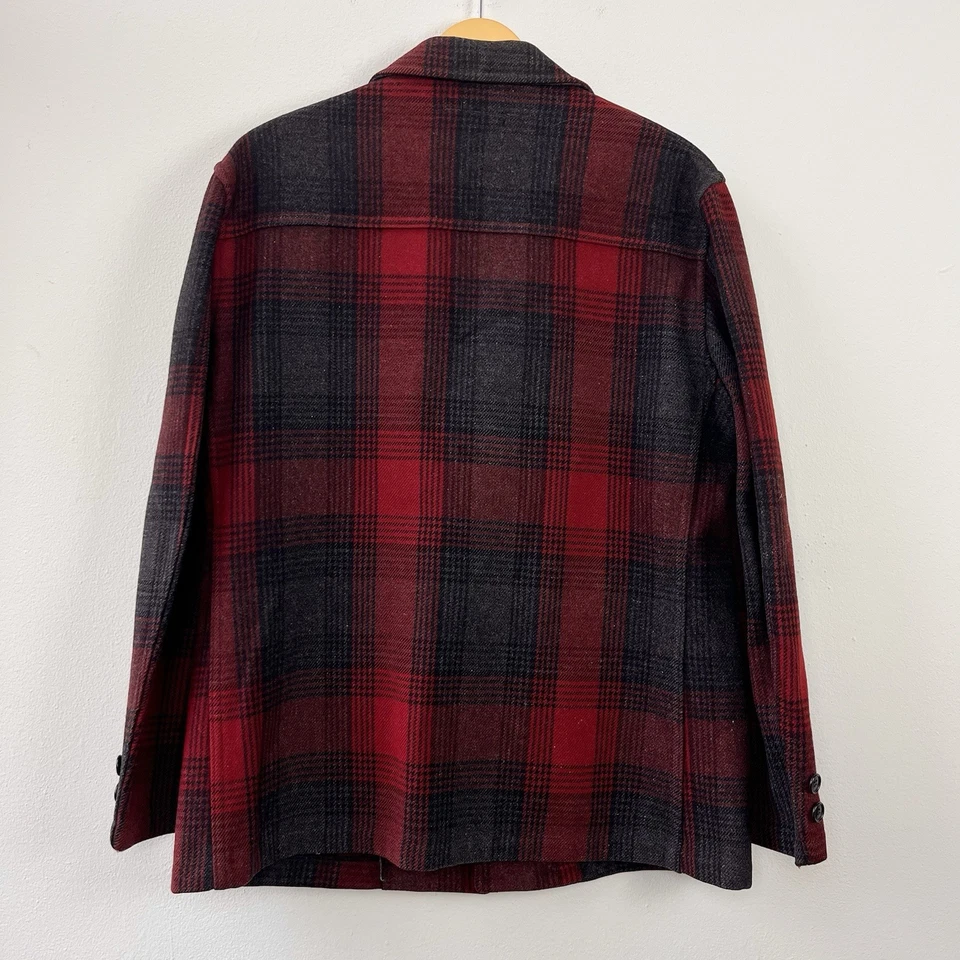 VTG Merrill Jacket Wool Buffalo Plaid Red Black Suit Coat Blazer 1950s - Image 2 of 4