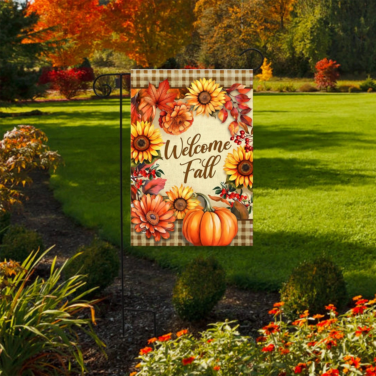 Briarwood Lane Welcome Fall Flowers Double-Sided Garden Flag