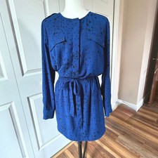 Banana Republic Factory Star Print Blouson Mini Dress Blue Black Size 12