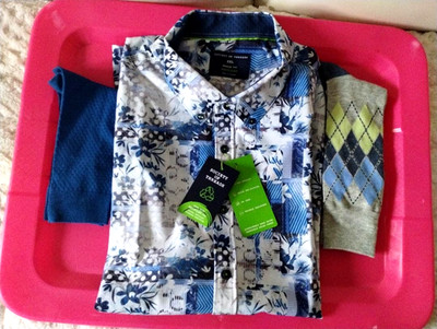 SOCIETY OF THREADS  Men's Short-Sleeve Button-Down Shirt SZ XXL w/Socks!!!