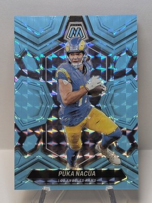 2024 Panini Mosaic Puka Nacua Blue Fluorescent Mosaic Prizm /15 🏈 #130 Rams 🐏