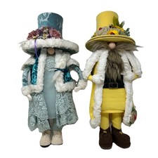 Two Artisan Bottle Gnome Elf Pixie Dolls Decor Handmade Bright Colors 19”