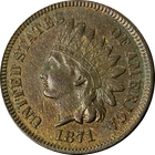1871 Indian Cent Nice AU/BU Nice Eye Appeal Nice Strike