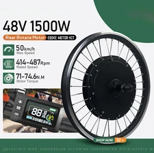 Electric Bike Conversion Kit 48V 1500W Rear Brushless Gearless Wheel Hub Motor