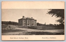 High School Gardner MA Early 1900's UDB Postcard T12