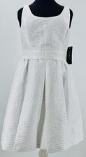 NEW NWT Ralph Lauren Summer Formal Dress White Matelasse Jacquard Sz 8 MSRP $184