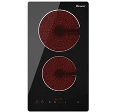 Electric Cooktop 2 Burners Built-in 12" Ceramic Cooktop GIONIEN Double Glass ...