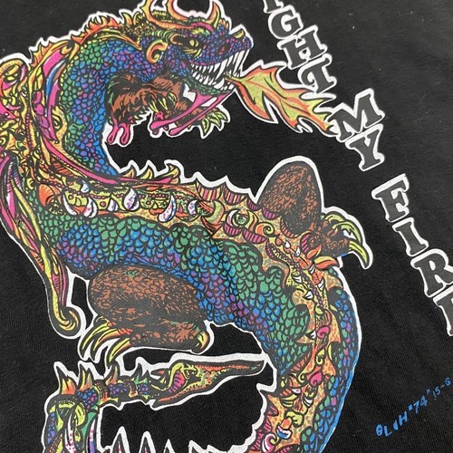 VTG 70s L&H Design Dragon Original Artwork Ringer T Shirt Adult S/M Black Rare - Picture 4 of 6