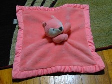 Carters Salmon Pink Fox Matte Satin Security Blanket Plush Baby Toy Lovey