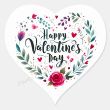 HAPPY VALENTINE'S DAY ENVELOPE SEALS LABELS STICKERS FAVORS - Heart Shaped 