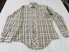Vintage 60  s 70  s Arrow Shirt Mens M L Blue Red Yellow Checked Mach II 2