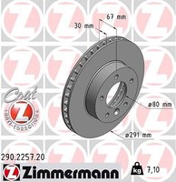 2X Zimmermann 290.2257.20 Bremsscheibe FüR Daimler Jaguar