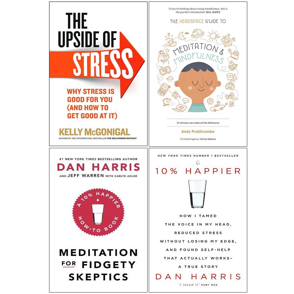 Upside Of Stress, Headspace Guide, Meditation & 10% Happier 4 Books Set New