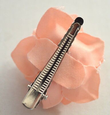 NEW 4cm Light Peach fabric rose flower fork hair clip fashion  