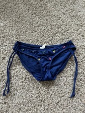 American Eagle Womens Navy Colorful Logo Print Bikin Swim Bottom Size XS Preppy