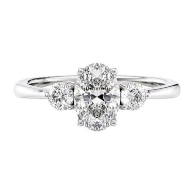 1,30 ct Ovalschliff 3 Steine IGI GIA-zertifiziert Laborgezüchtet Diamant Ring...