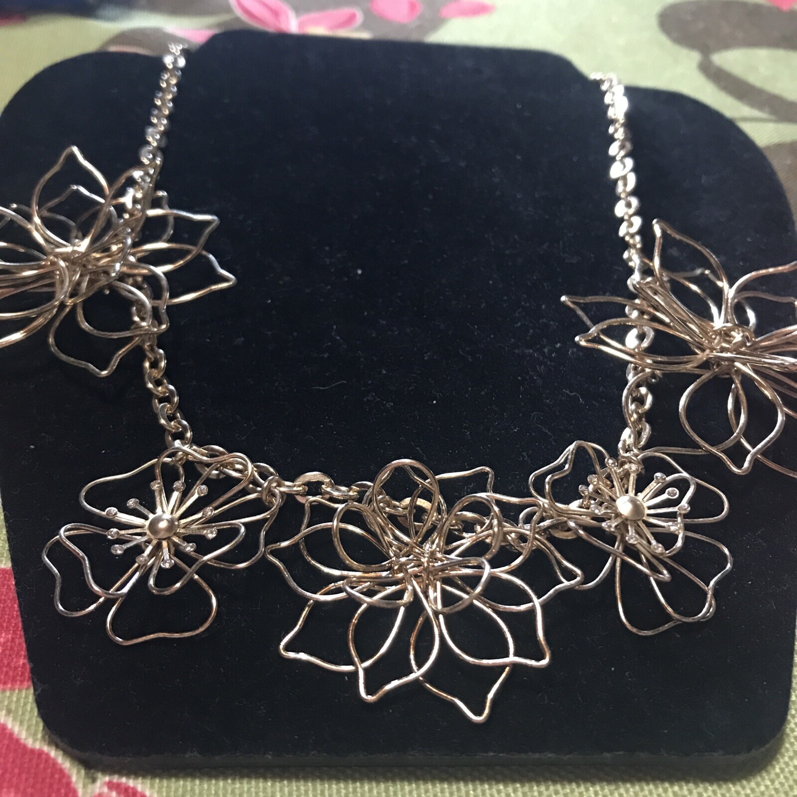 Three Dimensional gold tone Wire Statement Flower… - image 2